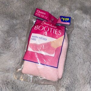 Brushed Booties Ankle Socks Queen 10-12 Fluffy PINK Fleece Stretch NEW USA